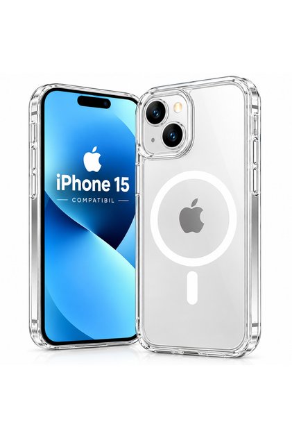 Husă telefon, MagSafe, compatibilă cu iPhone 15, transparentă