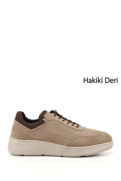 Men's Sand Nubuck Lace-Up Genuine Leather Sneaker