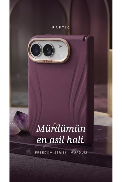 iPhone Duo Uyumlu Kılıf M-Safe Şarj Özellikli Çizgili Logolu Freedom Serisi Kapak Bordo