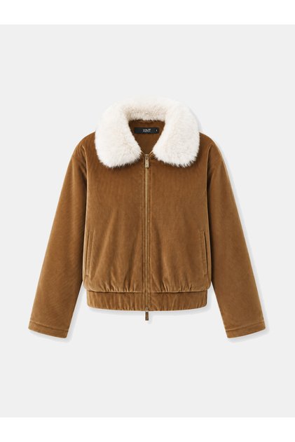 Kadın Camel Oversize Kadife Ceket