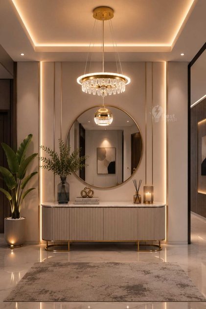 ثريا LED معلقة 6731 دائرية ذهبية -ثريا كريستال مودرن - 3 إضاءات - طول قابل للتعديل 80 سم