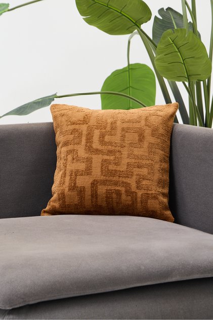 Tan Geometric Textured Decorative Throw Pillow Cover