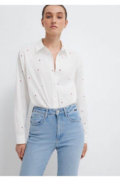 Floral Printed Ecru Shirt Loose Fit / Relaxed Fit 1210610-91381