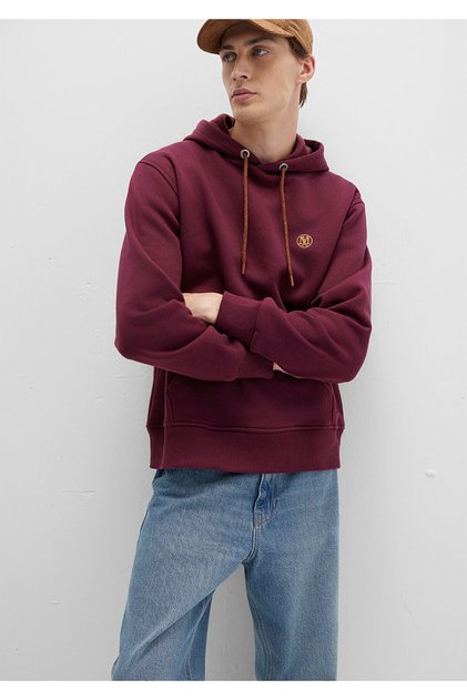 Logo Nakışlı Kapüşonlu Bordo Sweatshirt 065809-70426