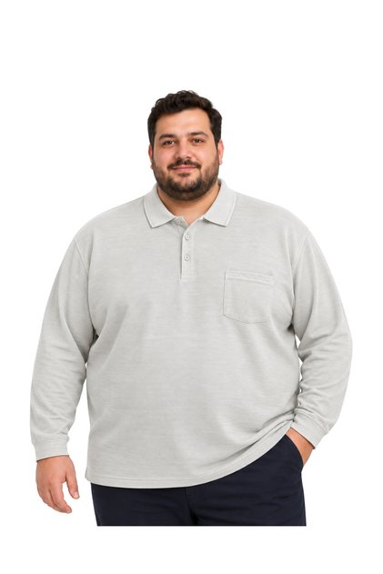 Men's Large Size Melange Gray Polo Collar Piqué T-Shirt 3Xl-4Xl-5Xl-6Xl-7Xl-8Xl
