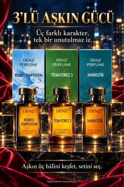 3'lü Aşkın Gücü Kalıcı Erkek Parfüm Seti Extrait Kalite %40 ESANS