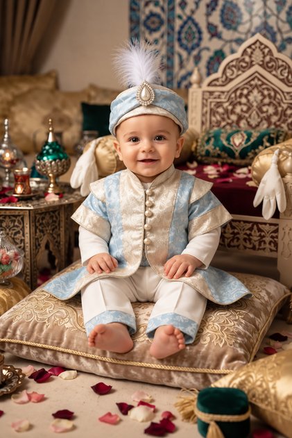 لباس مولد بتصميم أمير للأولاد الرضع، مناسب للختان