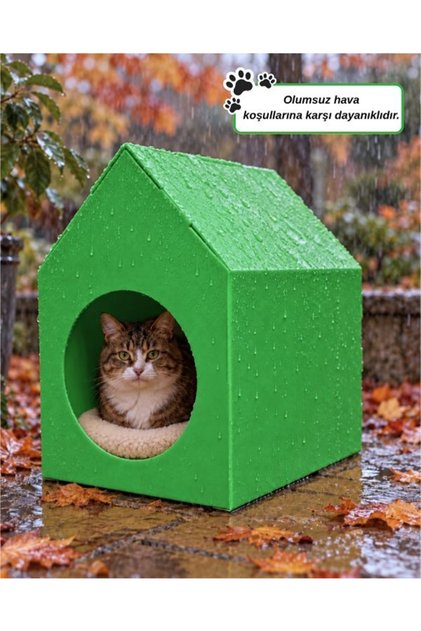 Özel Üretim Plastik Kedi Evi Yeşil