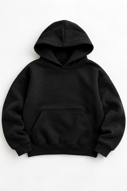 Oversize Hooded Basic Cotton Inside Unisex Children's Sweatshirt