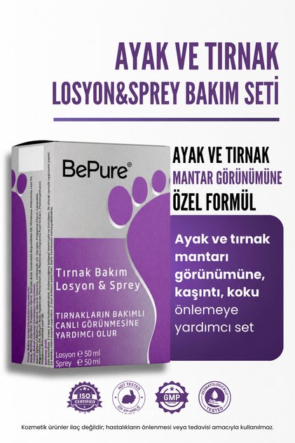 Ayak Ve Tırnak Mantarı, Kaşıntı Ve Koku Için Losyon & Sprey Seti 100 ml (50ML LOSYON 50ML SPREY)