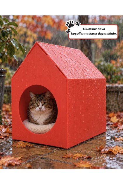 Özel Üretim Plastik Kedi Evi Kırmızı