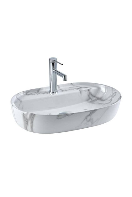 - Tezgah Üstü Porselen Lavabo Mermer Desenli OUTLET - E-2114M1-