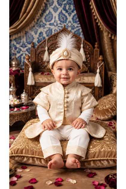 Baby Boy Gold Mawlid Outfit Prince Circumcision Outfit Boy Child