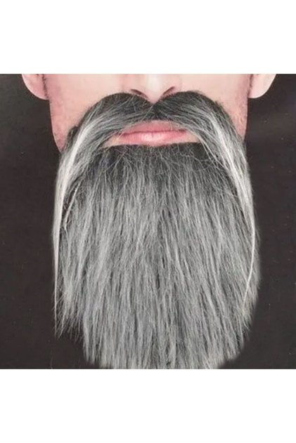 Kırçıllı Siyah Beyaz Yaşlı Top Sakal ve Bıyık Seti Yapışkanlı hallow Gösteri