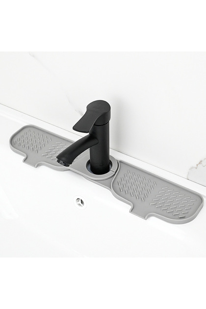 Gray Kitchen Sink Faucet Mat, Sink Splash Guard for Kitchen Sink, Silicone Draining Mat for Bathroom