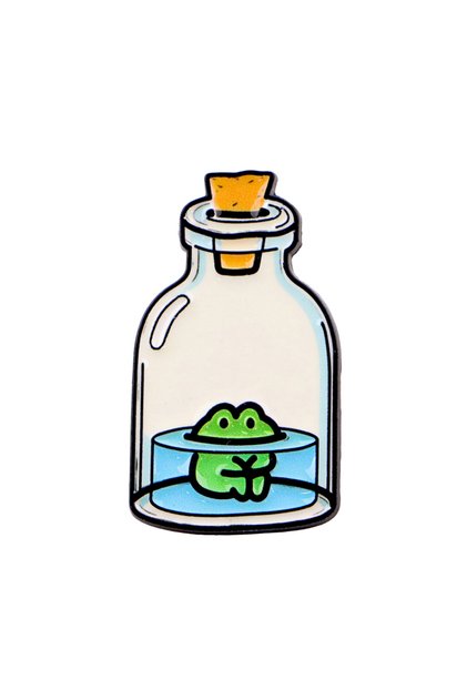 1 Cute Bottle Frog Enamel Pin Funny Animals Brooches Pines Lapel Pin Badge on Backpack Clothing Acce