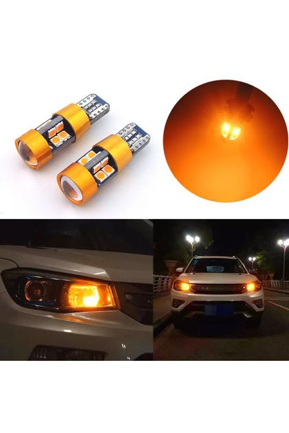 2pcs Car T10 12V LED Signal Light Orange Amber Light Position Parking City Lights T10 168 194 2825 W