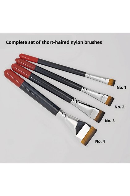 4-pcs set red tail Lacquer art specific short haired nylon brush lacquerware large lacquer brush oil