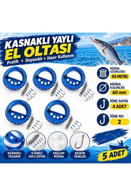 5 ADET YAYLI DÖRT İĞNELİ KASNAKLI SAZAN OLTASI