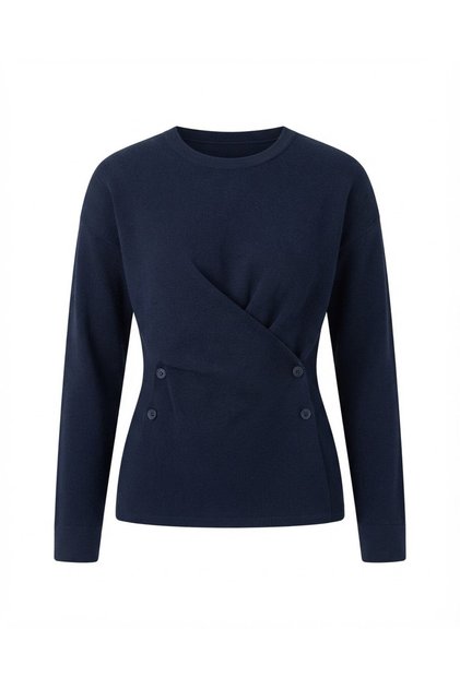 Navy Blue Cross-Buttoned Sweater