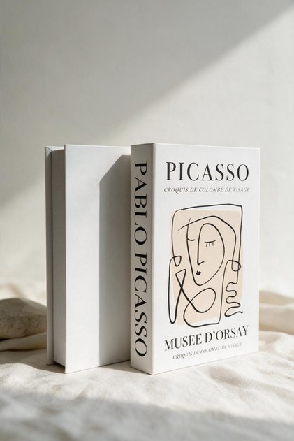 Sanat ve Müze Konseptli "Picasso" Dekoratif Kitap Kutu Saklama Kutusu Ev Ve Ofis Aksesuarı