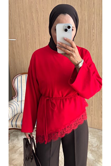 Women's Lace Tunic - Red