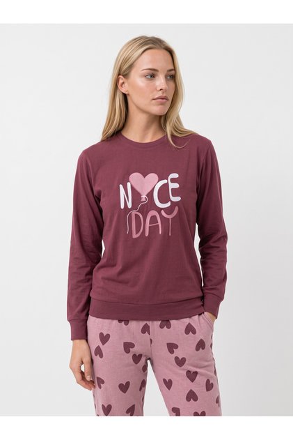 Women's Thermal Pajama Set with Heart Pattern