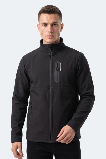 Covex Men's Fleece-Lined Wind and Water-Resistant Softshell Black Jacket & Coat