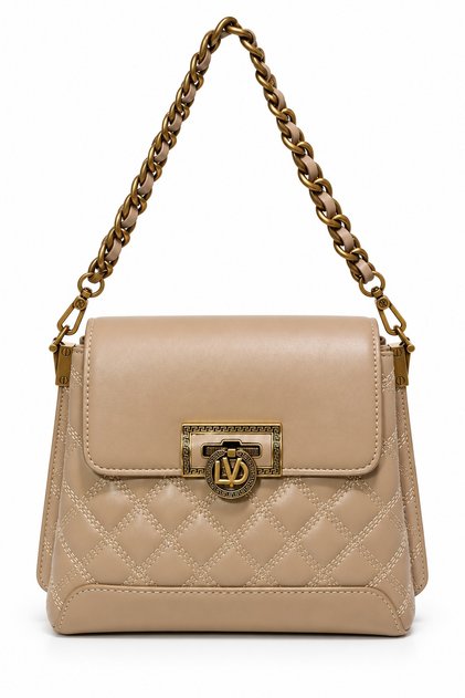 Mink Quilted Embroidered Double Strap Stylish Design Women's Shoulder Bag