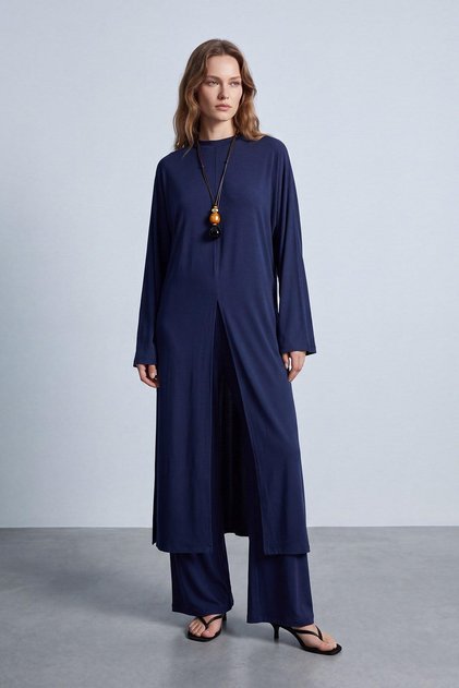 Women's Slit Casual Tunic Trousers Set 14549