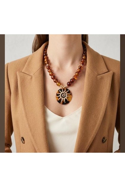 Sunstone Bead Necklace 50 cm