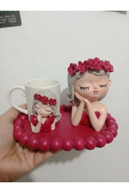 Flower Crowned Girl Themed Turkish Coffee Cup Presentation Set