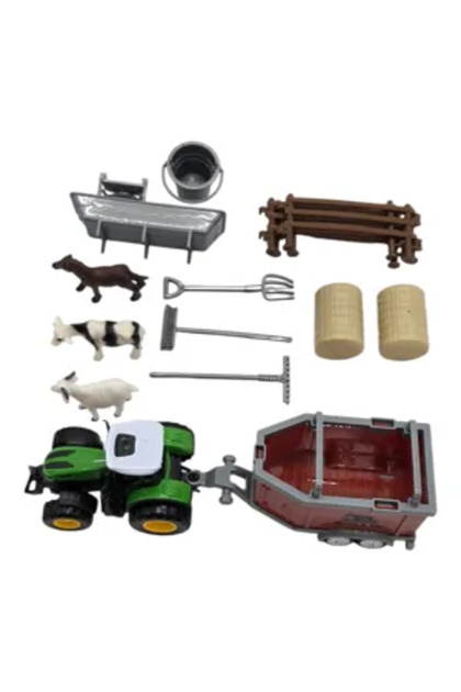 Jucărie Set Fermă cu Tractor, Remorcă pentru Animale, Figurine și Accesorii, Diferite Modele