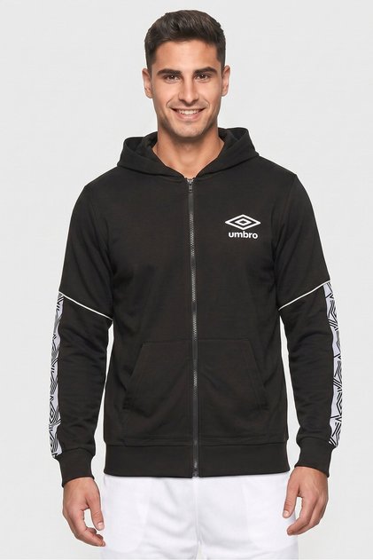 Men Sportswear Fit Brand Logo Outdoor Hoodie, Black
