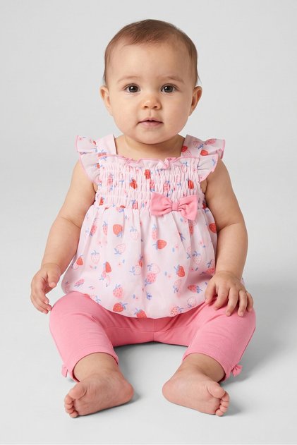 Toddlers Girl 2 Pcs Allover Print Dress And Pants Set, Multicolor