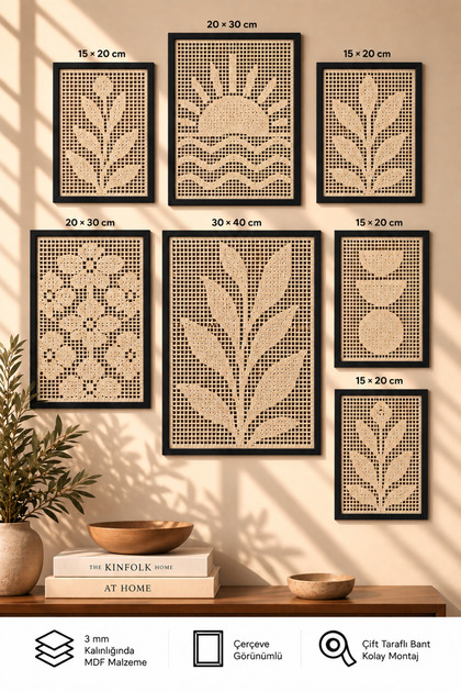 7-Piece Frame-Looking Modern Painting Set | Retro & Pop Art | Living Room, Office, Kitchen and Study Room Wall Decor