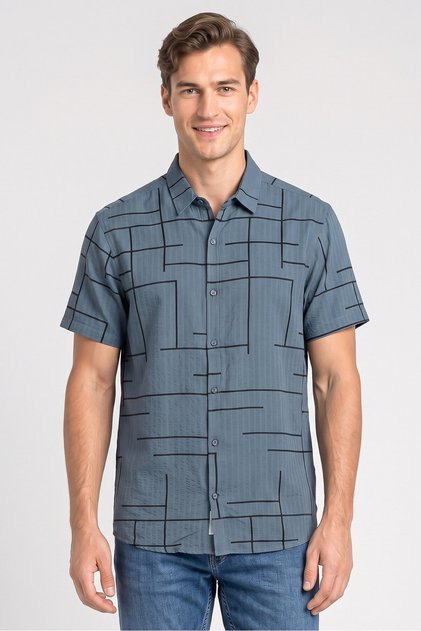 Men Regular Fit Allover Print Short Sleeve Casual Shirt, Multicolor