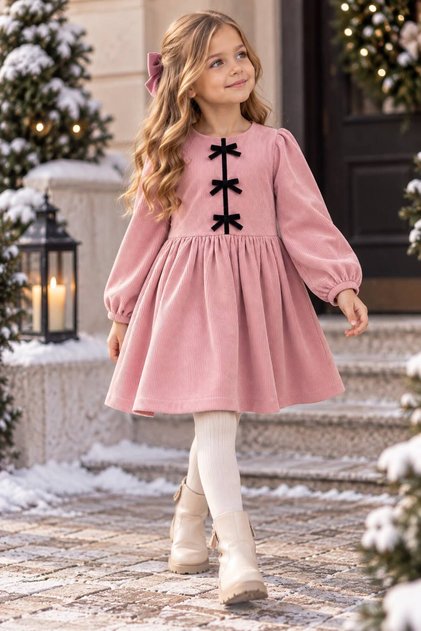 Velvet Long Sleeve Girls' Dress 2-9 Years