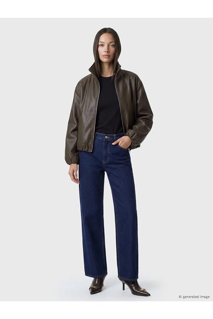 Lcw Everyday Brown Oversize Women's Bomber Leather Look Jacket