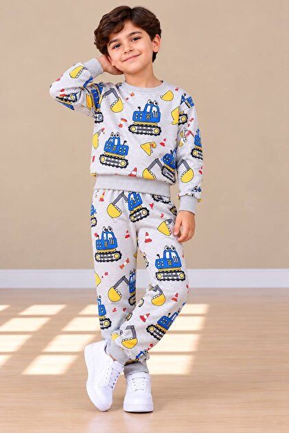 Unisex/Kız-Erkek Çocuk Desenli %100 Pamuklu Pijama Takımı /Alt Üst Takım