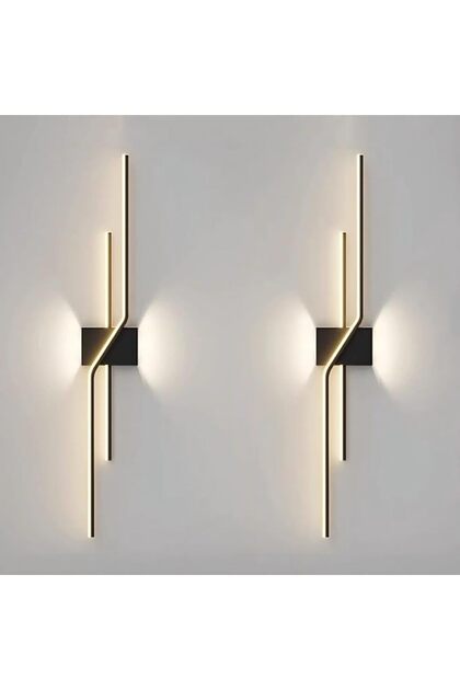 Wall lamp LED (gold, 48CM, left, 3000K warm light) indoor acrylic lampshade long metal, suitable for