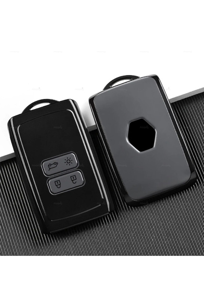 Renault Compatible Megane, E-Tech, Austral, Koleos, Kadjar, Captur, Rafale, Boreal Piano Tpu Key Case Cover (Grey)