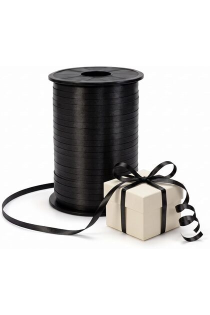 Ribbon Roll 400 Yards, 5 mm Gift Wrapping Ribbon, Balloon String, Shiny Decorative Ribbon, Black