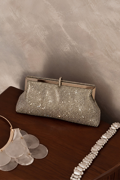 Silver Sparkling Special Design Clutch Bag - Elis