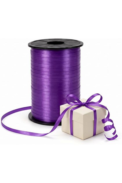 Ribbon Roll 400 Yards, 5 mm Gift Wrapping Ribbon, Balloon String, Shiny Decorative Ribbon, Purple