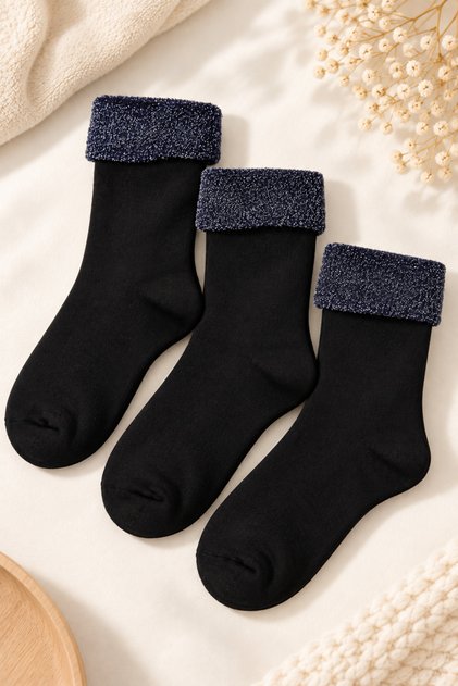 3 Pairs of Seamless Women's Thick Winter Towel Glitter Boot Socks