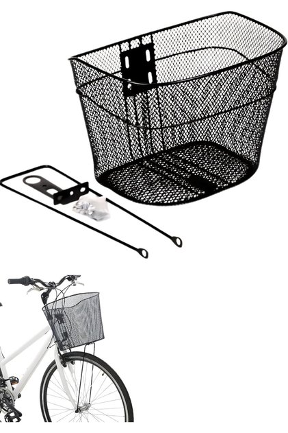 Bicycle Metal Mesh Front Basket – Quick Release Bracket – Stainless Steel Storage for Kids & Adults – Universal Fit Road, Mountain & City Bikes – Black – 9.44 x 10 x 13.3 Inches