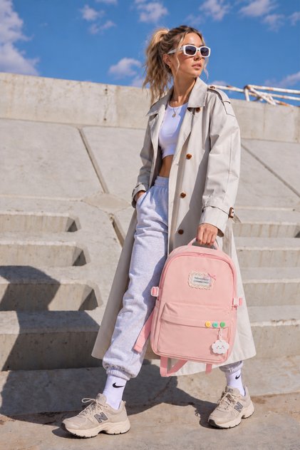 Quick-Drying Fabric Detailed Backpack Pink