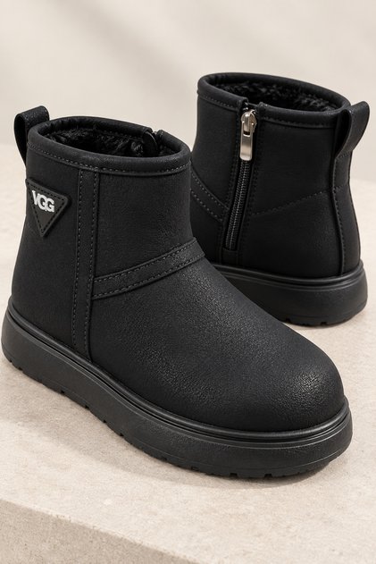 Children'S, Fur Lined, Zippered, Thick Soled, Winter Boots