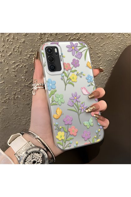 Oppo A16/A16S Compatible Colorful Flower and Butterfly Case, Shock Absorbing Structure, Matte Texture